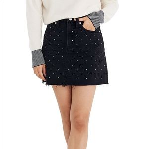 Madewell Denim Mini Skirt Metallic Dots Size 12